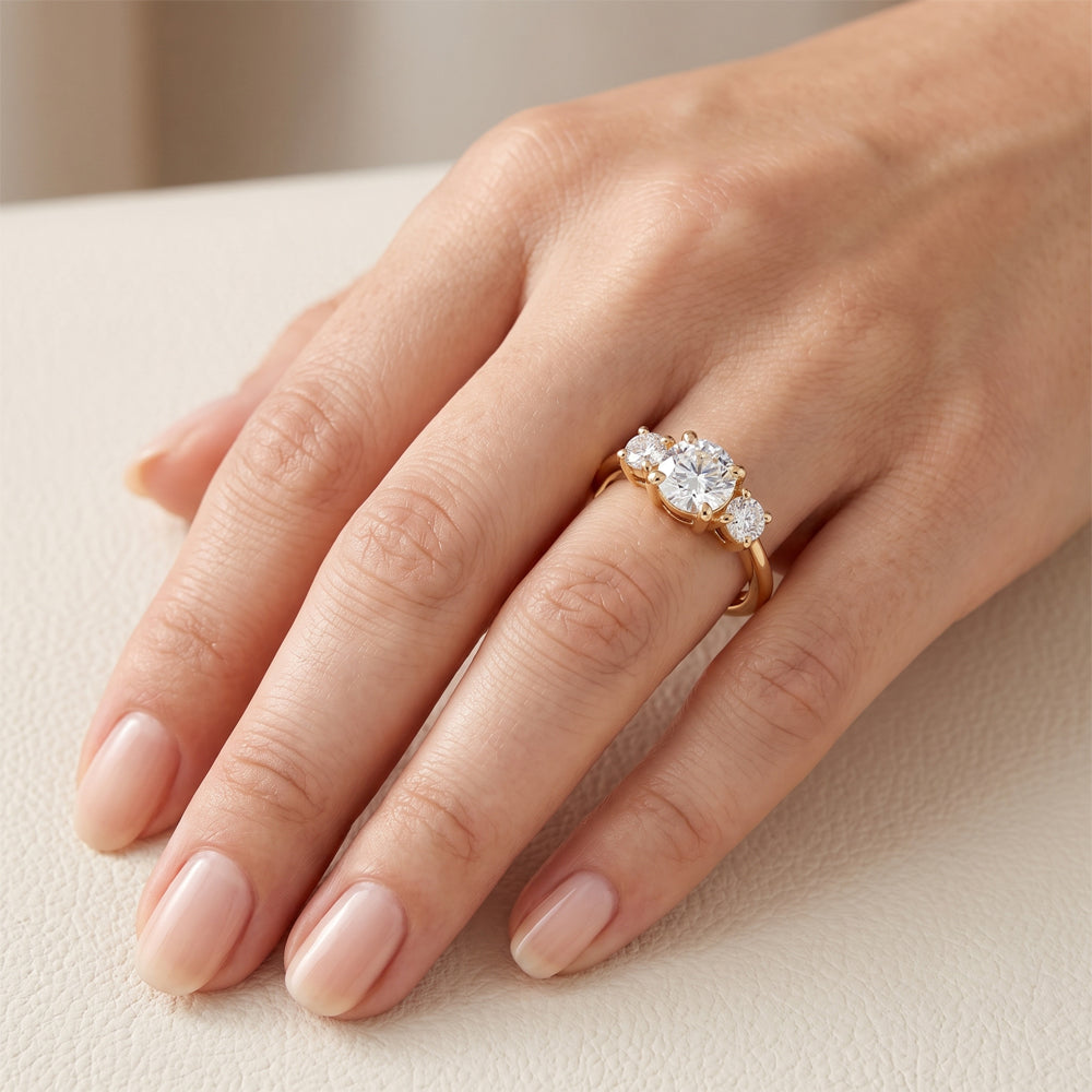 hree Stone Moissanite Trilogy Ring