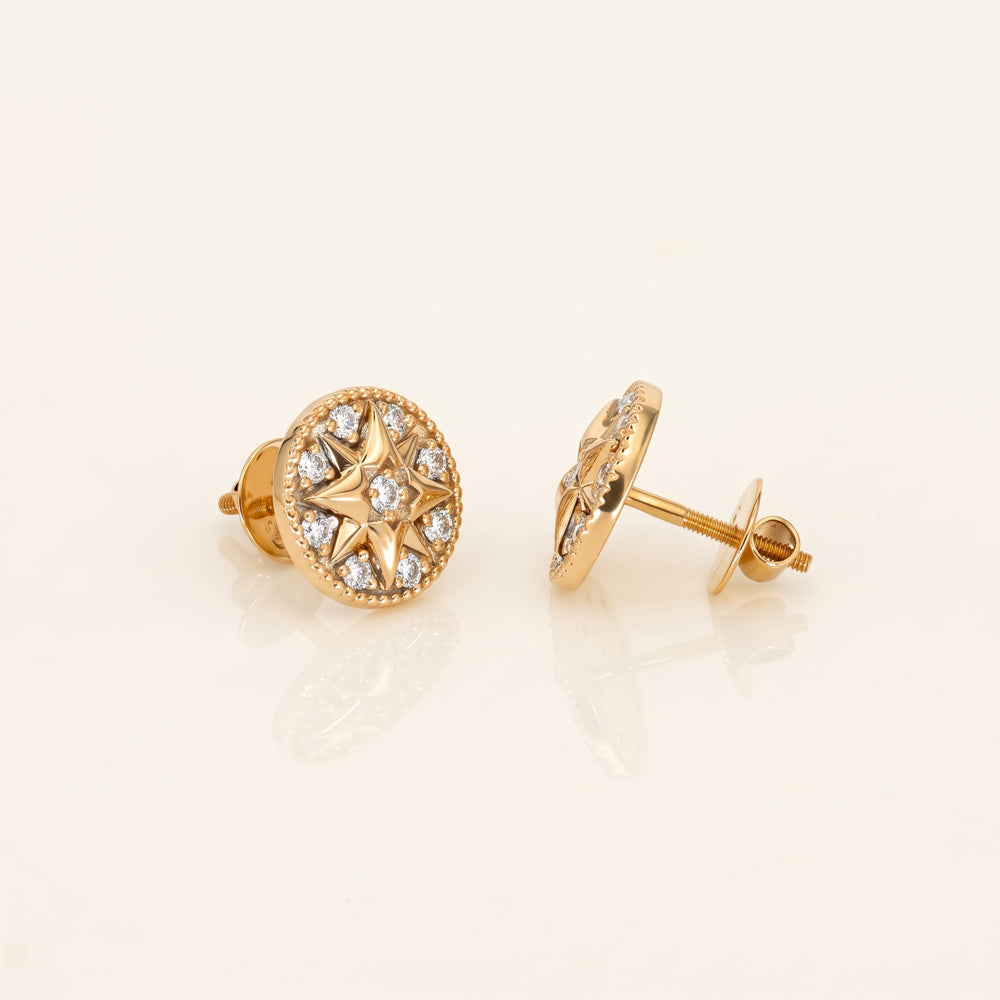 Natural Diamond Celestial Starburst Stud Earrings