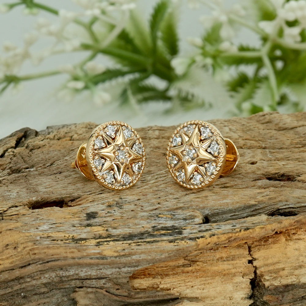 Natural Diamond Celestial Starburst Stud Earrings