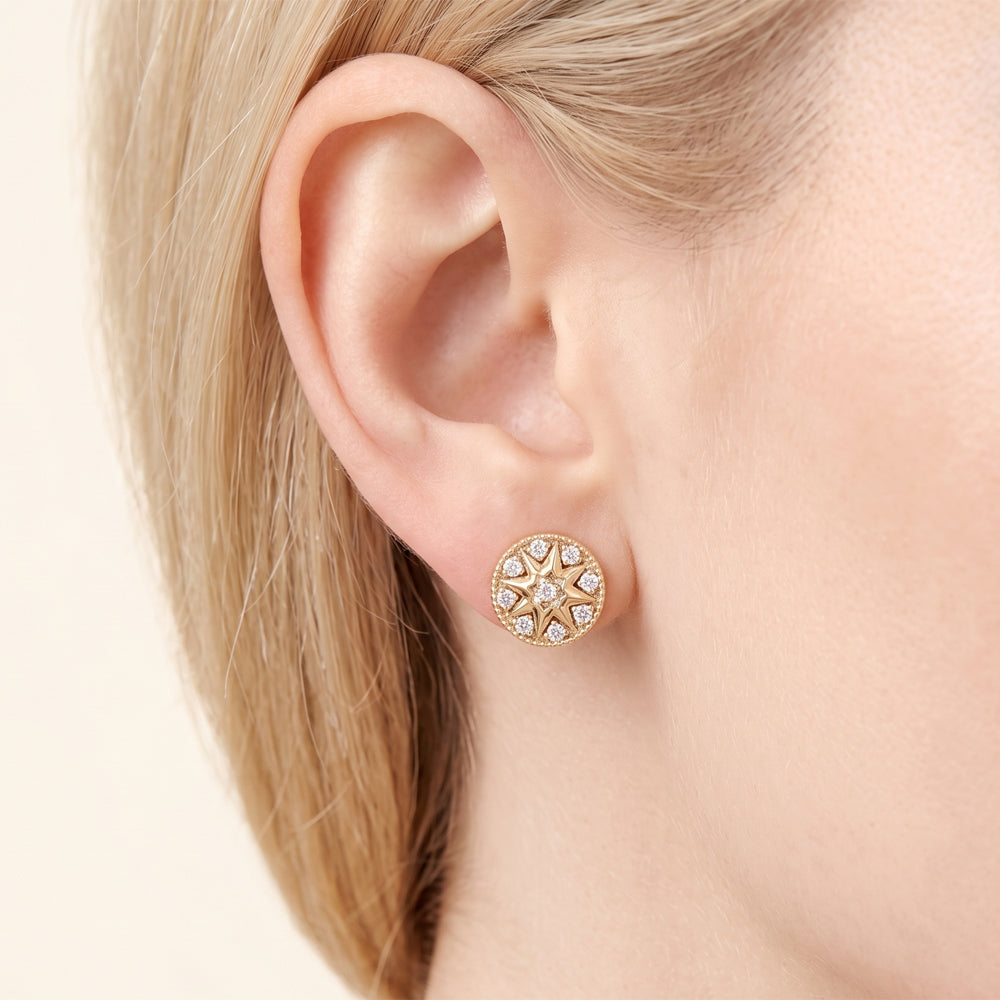 Natural Diamond Celestial Starburst Stud Earrings