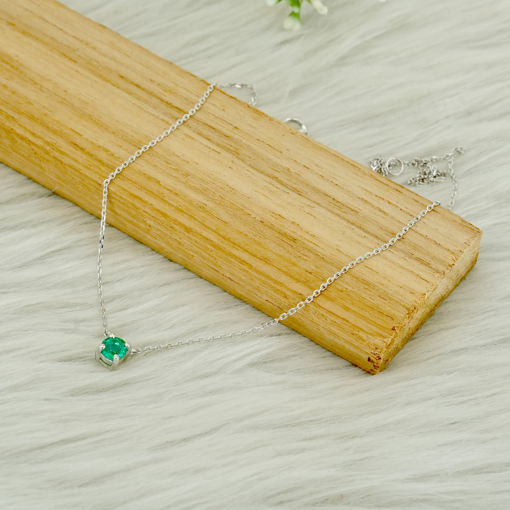 Emerald Solitaire Necklace