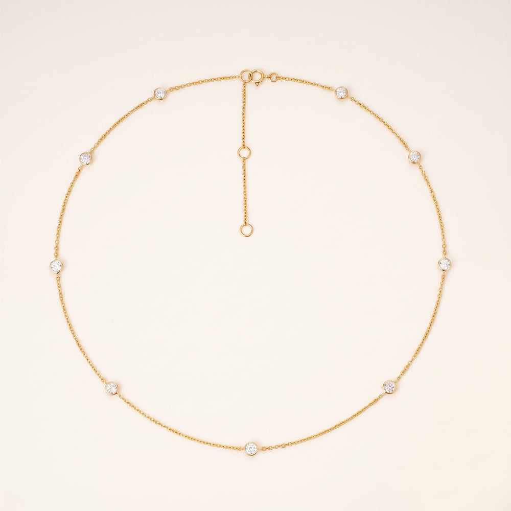 Moissanite Bezel Station Necklace
