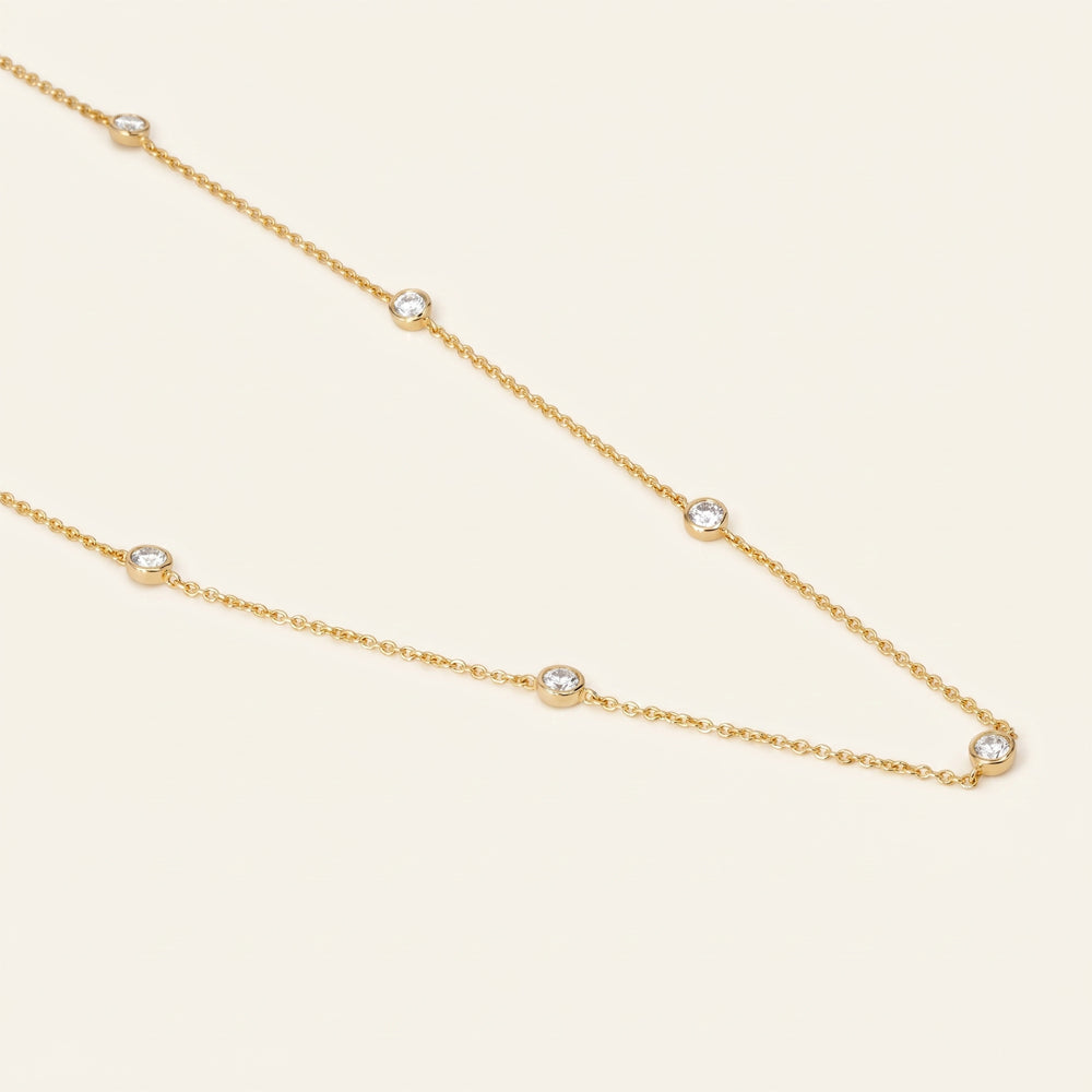 Moissanite Bezel Station Necklace