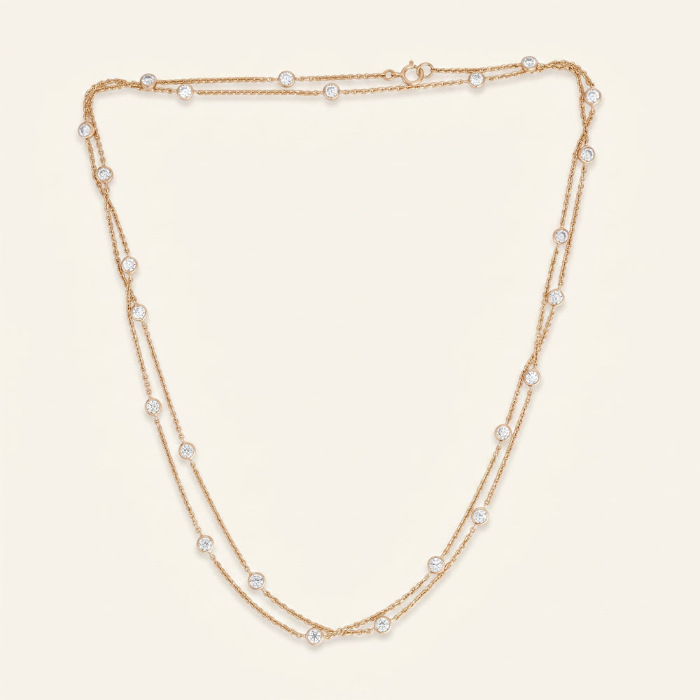 Moissanite Station Long Necklace