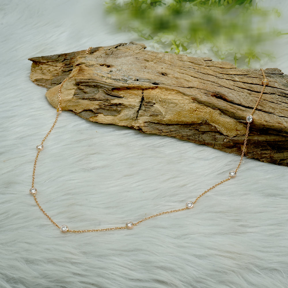 Moissanite Station Long Necklace