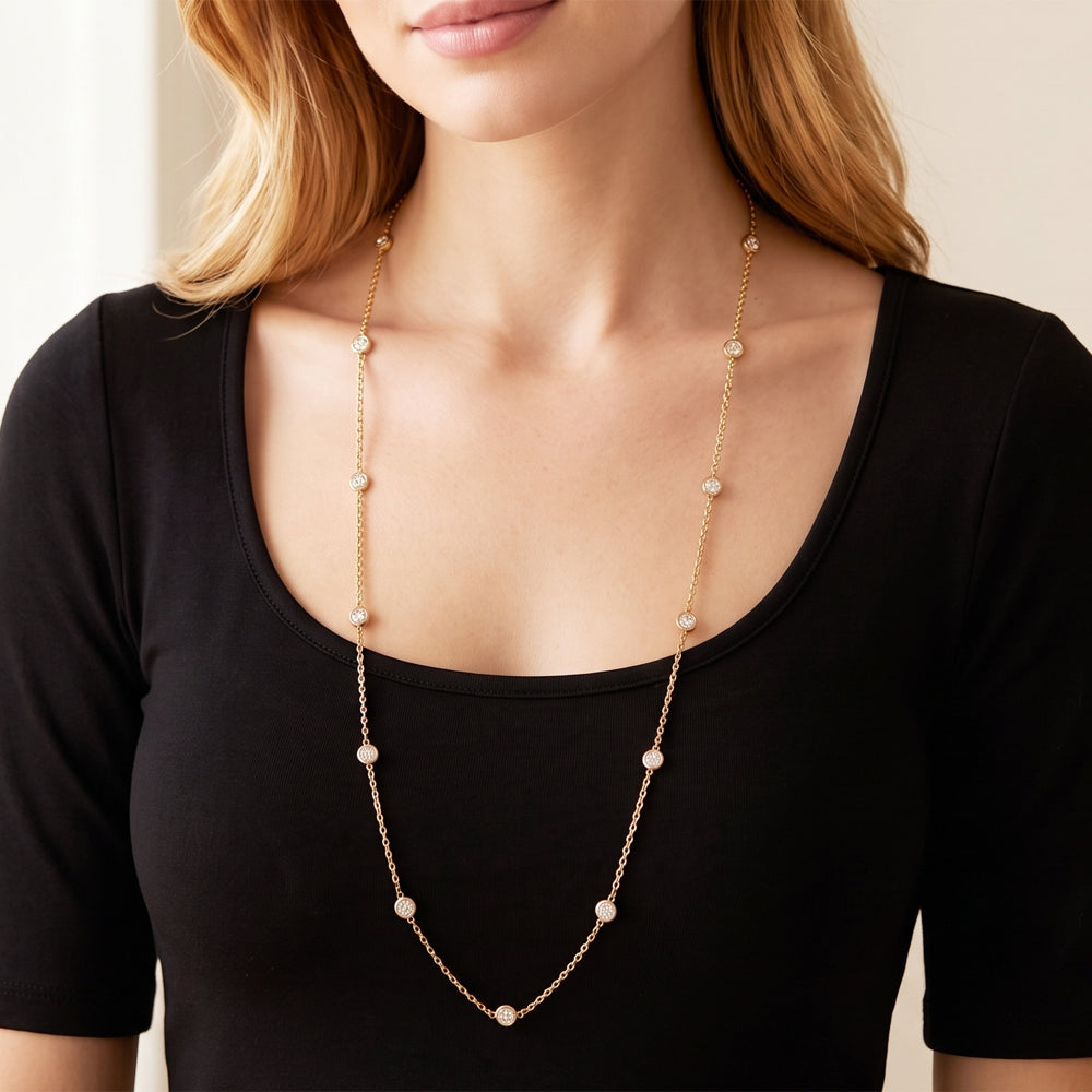 Moissanite Station Long Necklace
