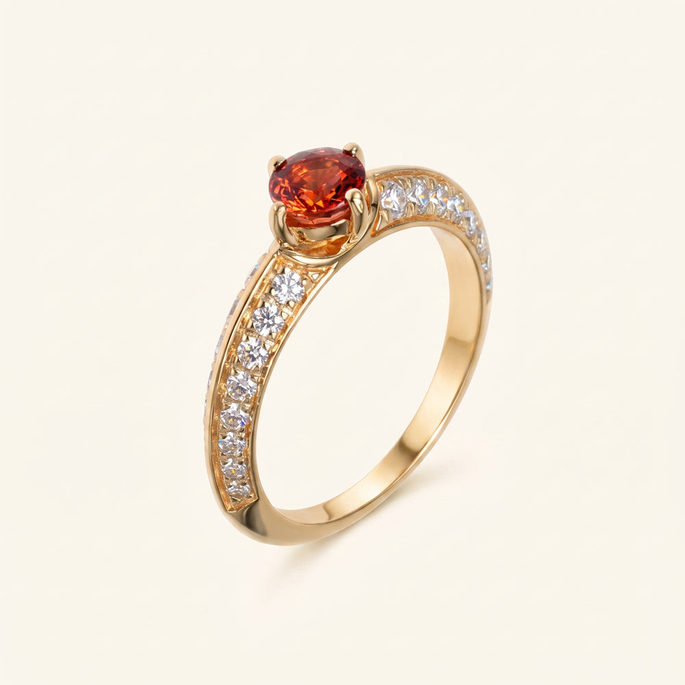 Orange Sapphire Moissanite Split-Shank Engagement Ring