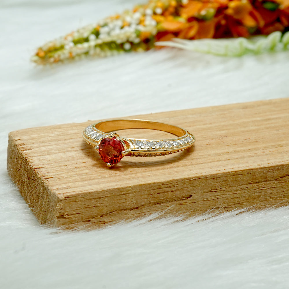 Orange Sapphire Moissanite Split-Shank Engagement Ring