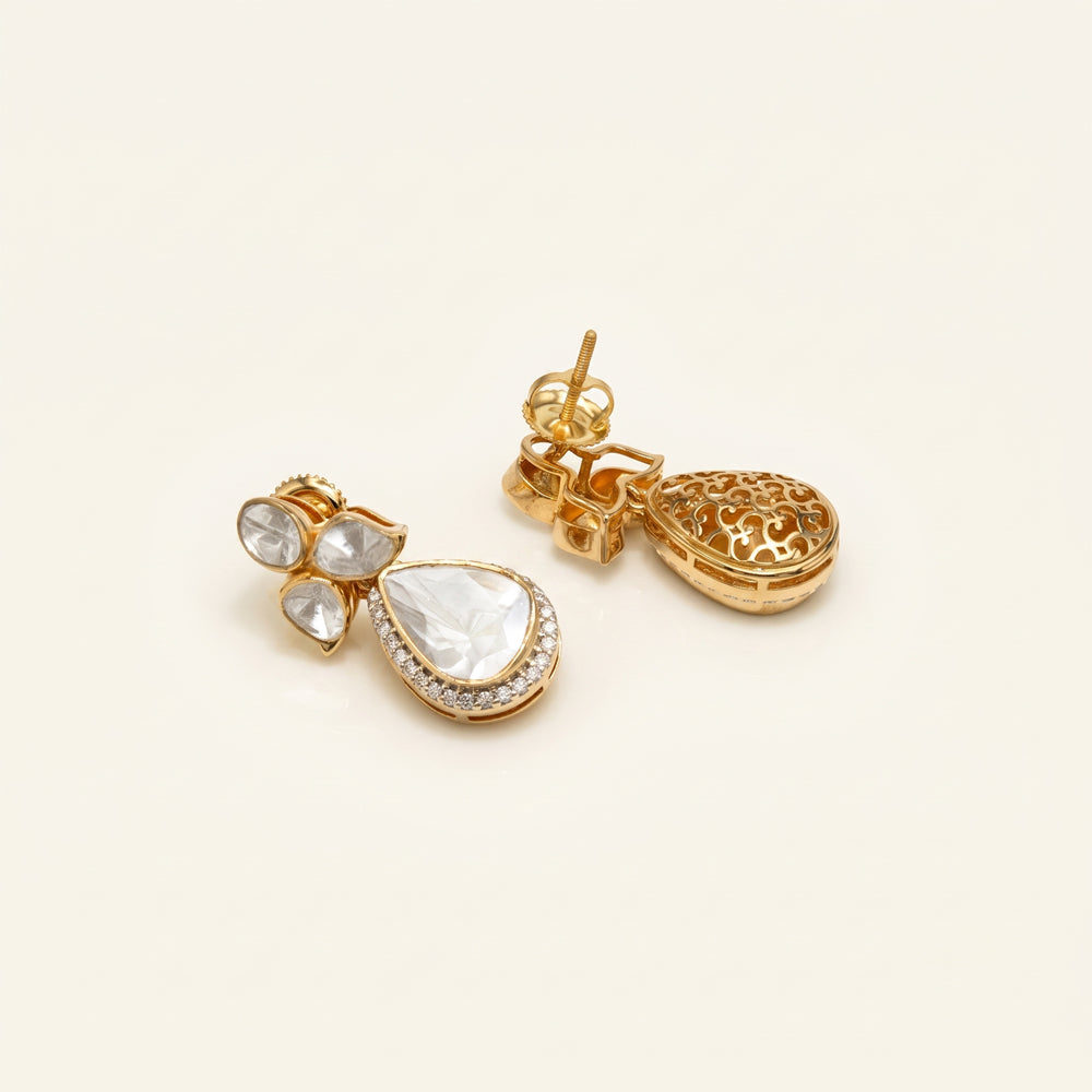 Lab Grown Diamond Polki Drop Earrings