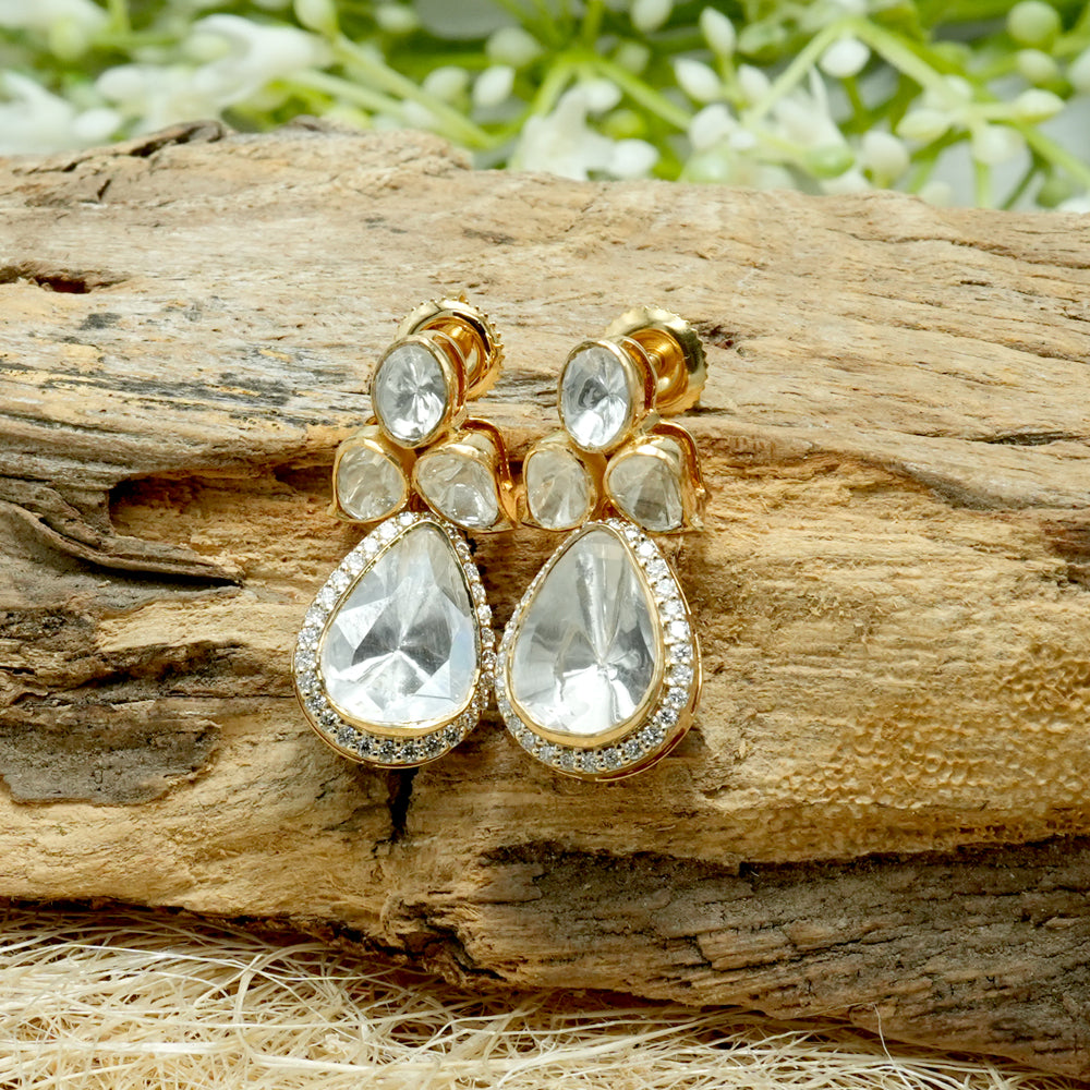 Lab Grown Diamond Polki Drop Earrings