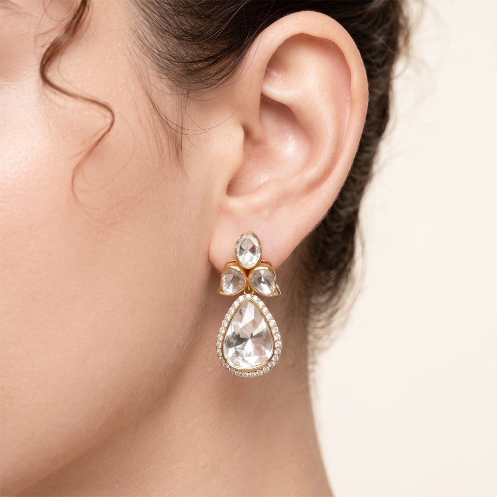 Lab Grown Diamond Polki Drop Earrings