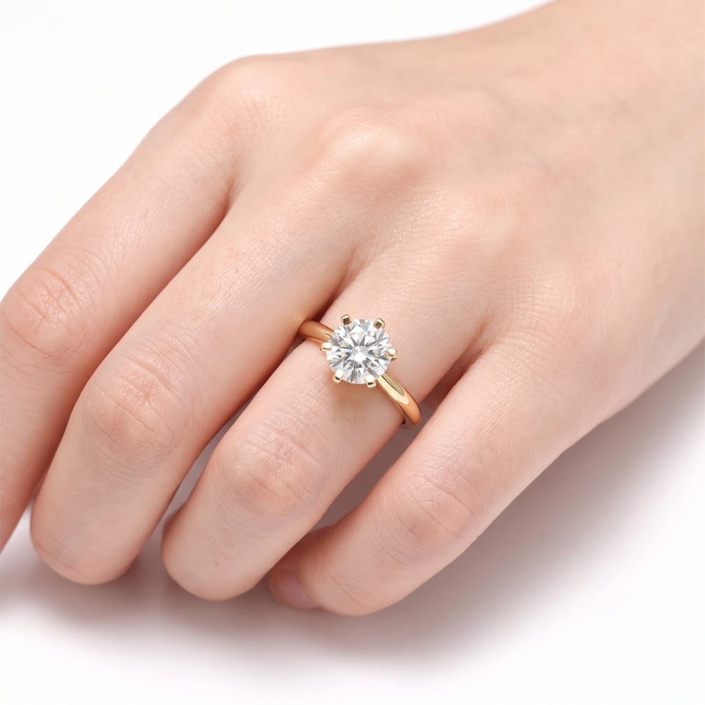Round Moissanite Solitaire Engagement Ring