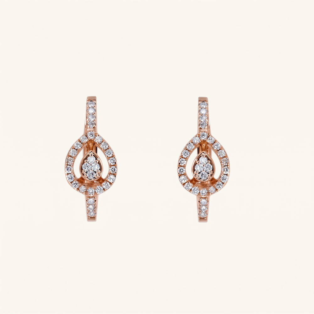 Natural Diamond Pear Halo Hoop Earrings
