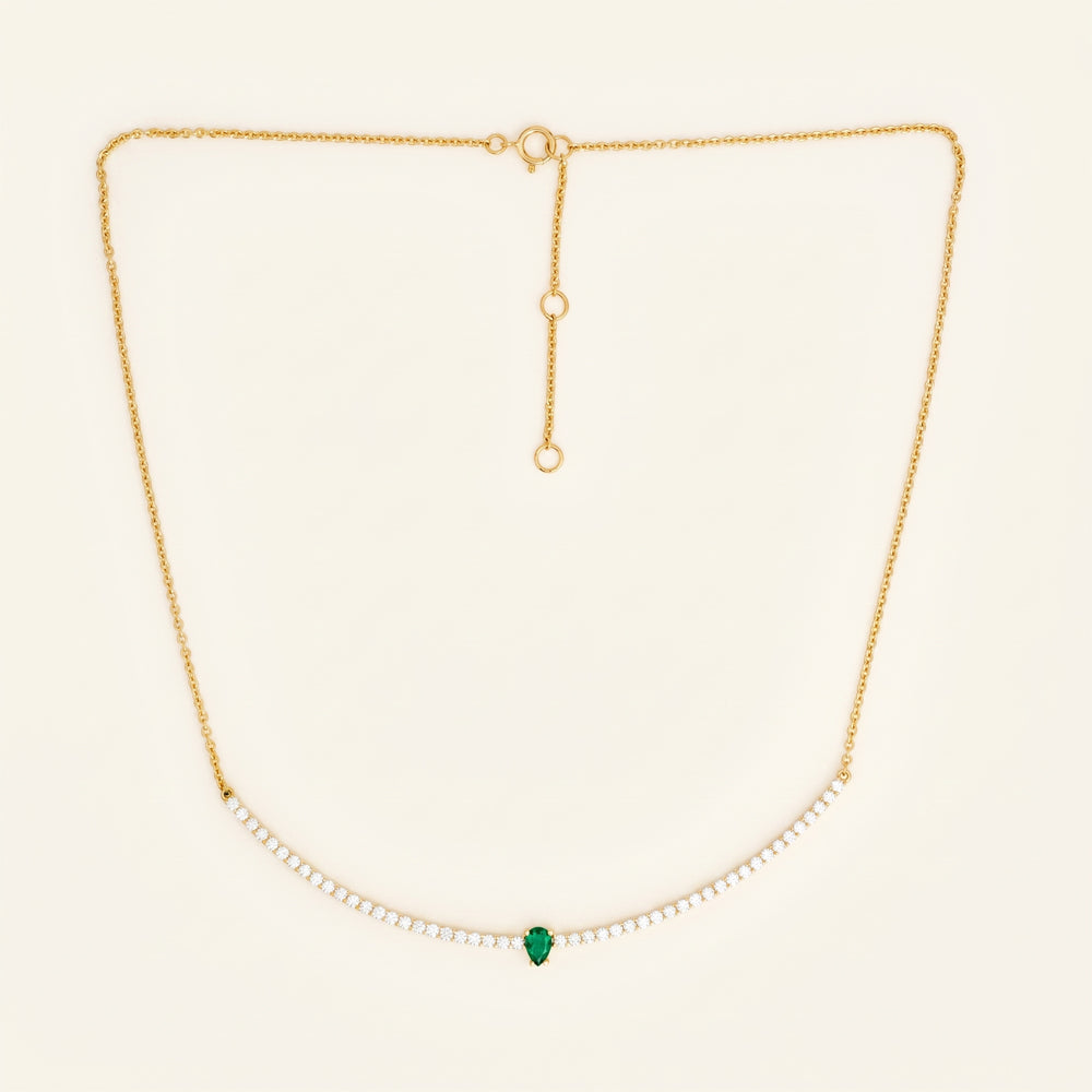 Emerald & Moissanite Line Necklace