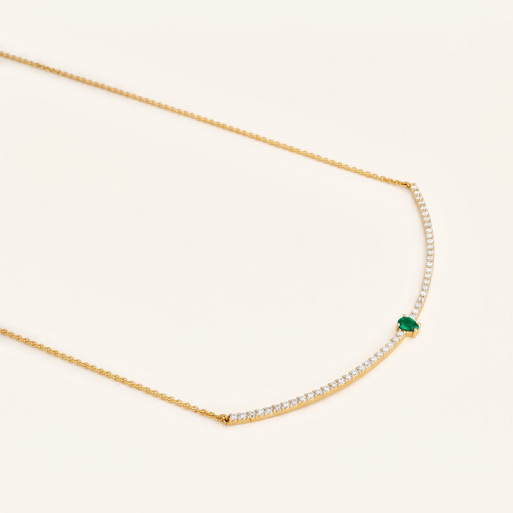 Emerald & Moissanite Line Necklace