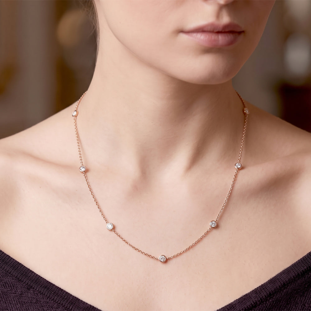 Moissanite Station Necklace