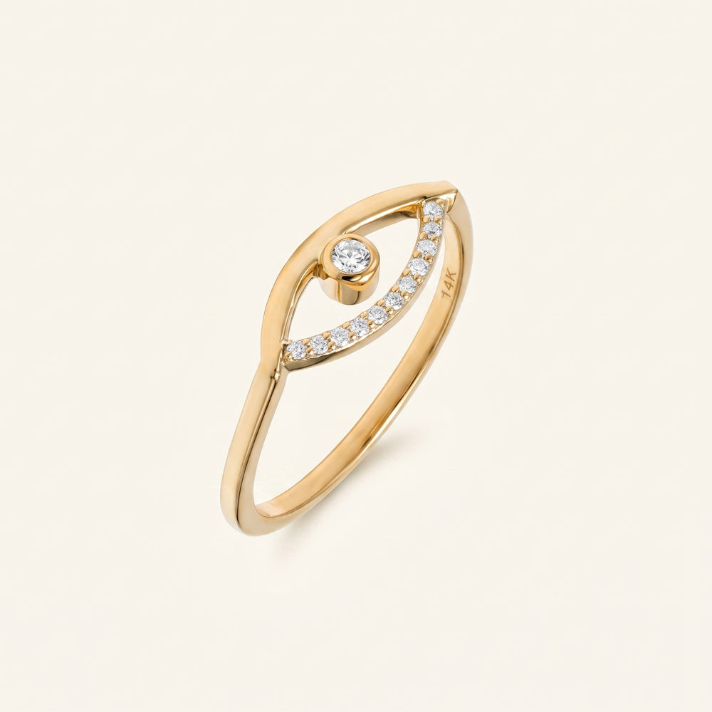 Moissanite Eye Motif Ring