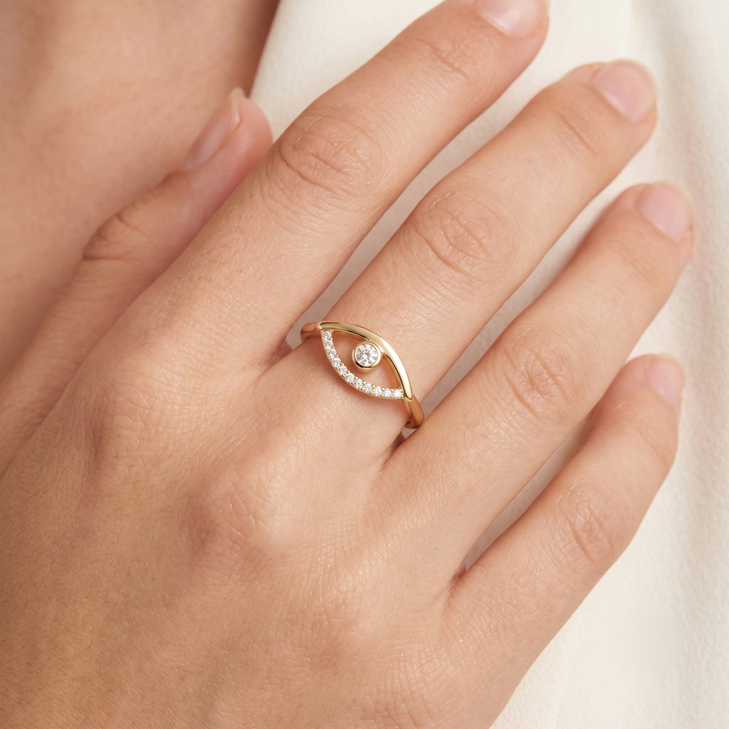 Moissanite Eye Motif Ring