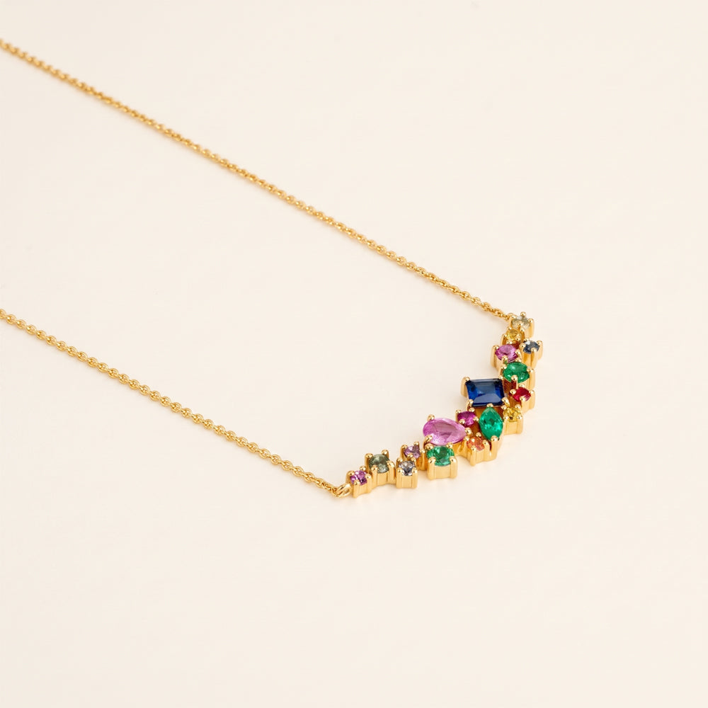 Emerald & Sapphire Multicolour Gemstone Necklace