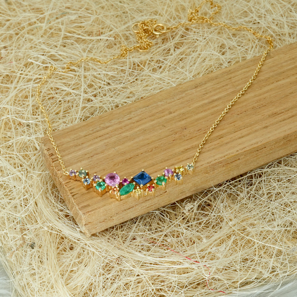 Emerald & Sapphire Multicolour Gemstone Necklace