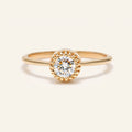 Round Moissanite Beaded Solitaire Engagement Ring