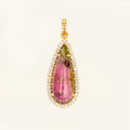 Watermelon Tourmaline & Natural Diamond Pendant