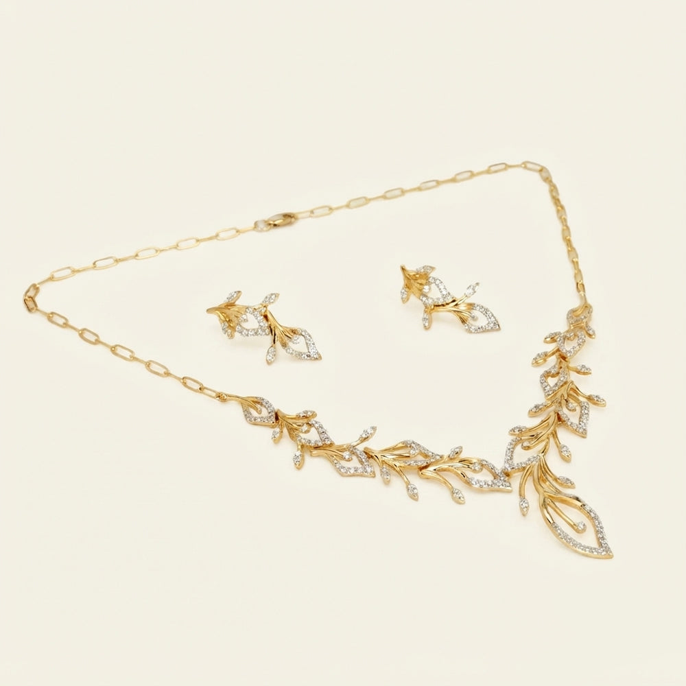 Lab Grown Diamond Leaf Necklace & Earring Set