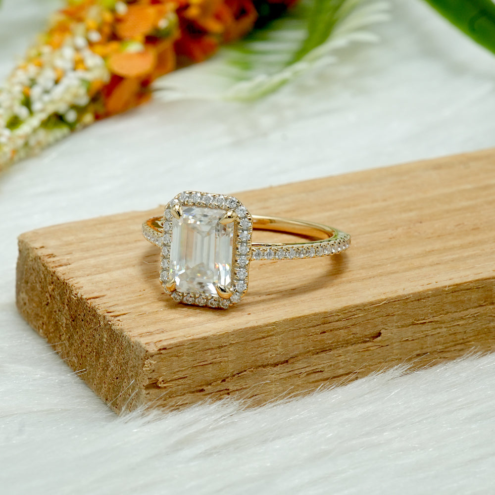 Oval Moissanite Three Stone Engagement Ring
