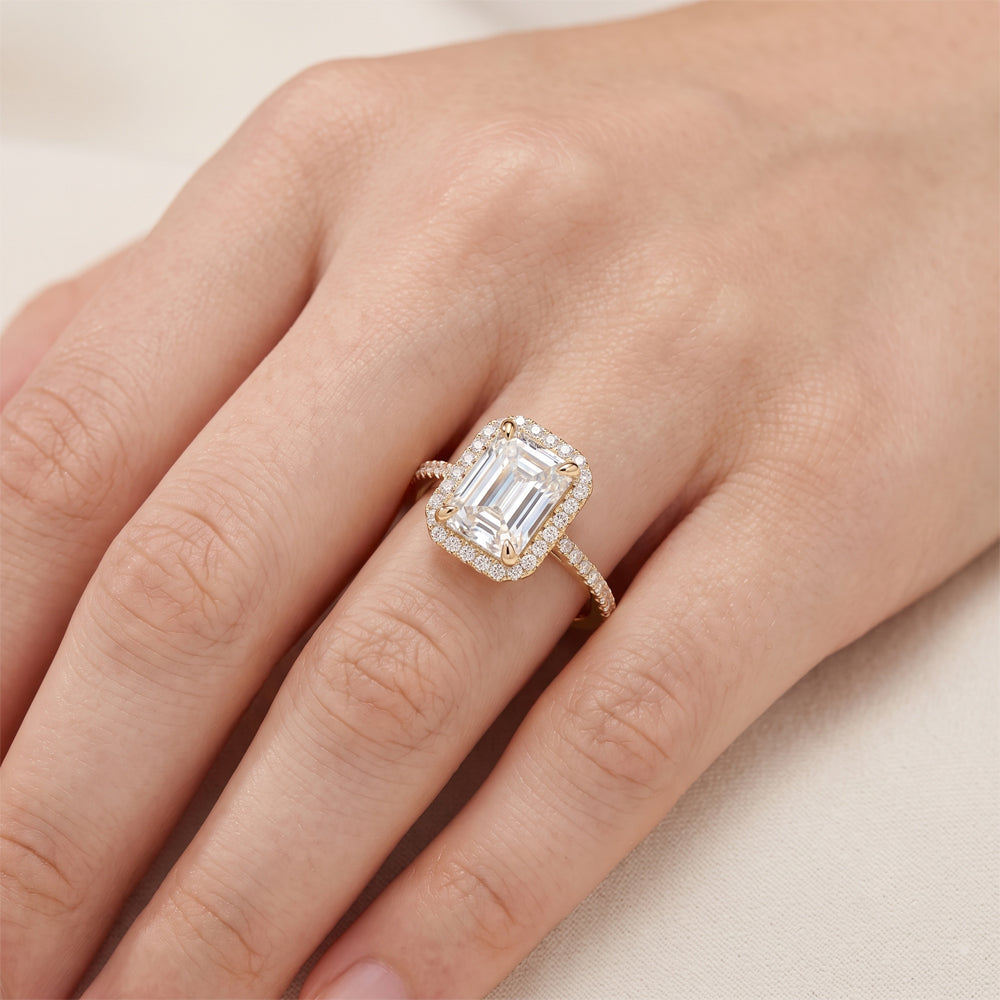 Oval Moissanite Three Stone Engagement Ring