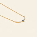 Blue Sapphire & Moissanite Curved Bar Necklace