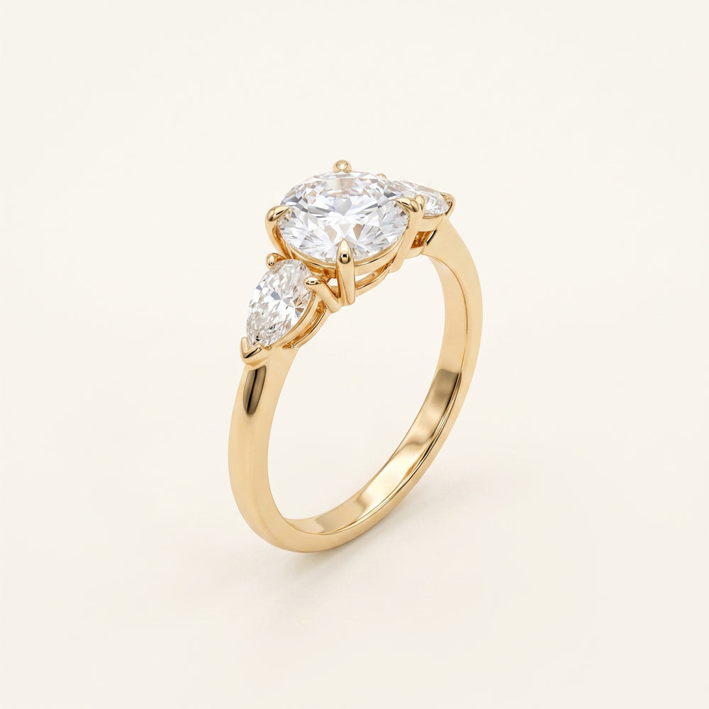 Round Moissanite Beaded Halo Ring