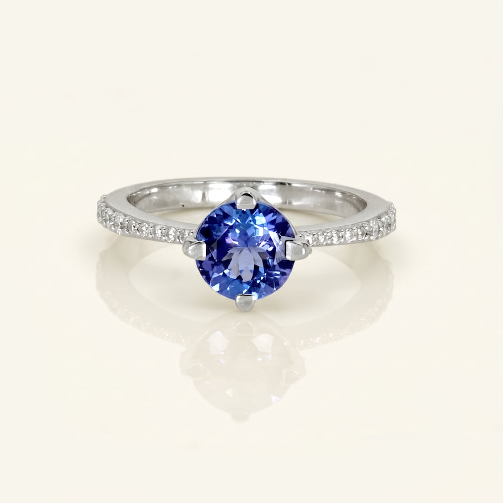 Tanzanite & Moissanite Engagement Ring
