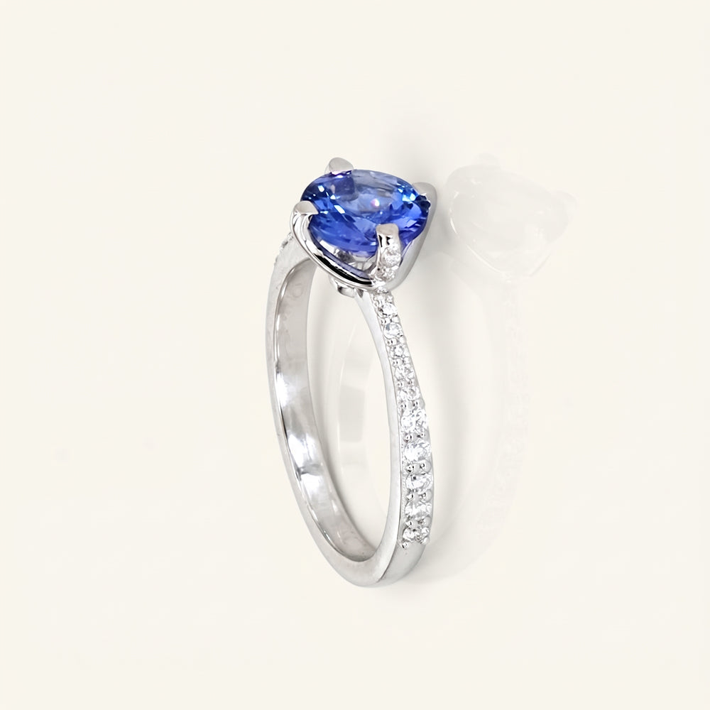 Tanzanite & Moissanite Engagement Ring
