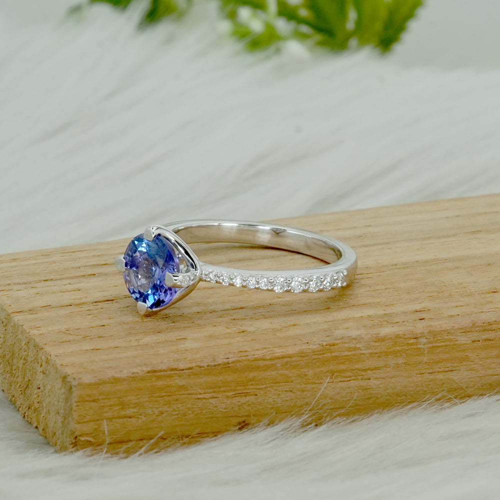 Tanzanite & Moissanite Engagement Ring