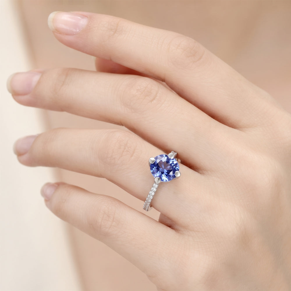 Tanzanite & Moissanite Engagement Ring