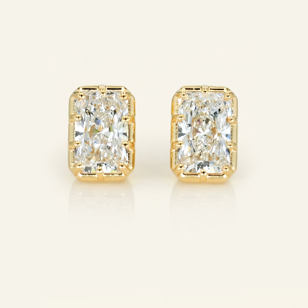 Radiant Cut Lab Grown Diamond Stud Earrings