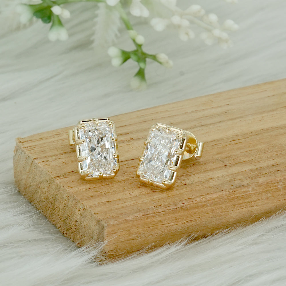 Radiant Cut Lab Grown Diamond Stud Earrings