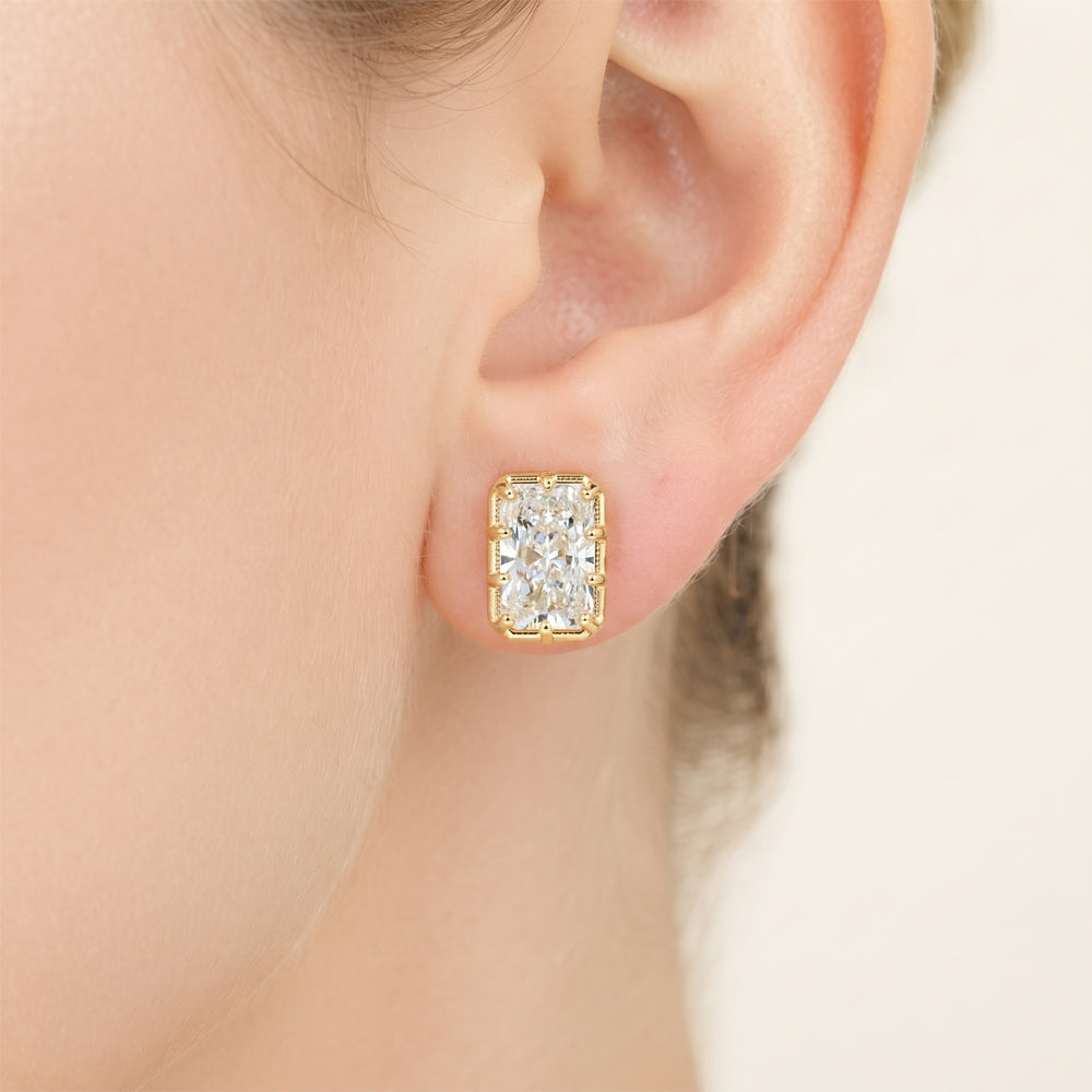 Radiant Cut Lab Grown Diamond Stud Earrings