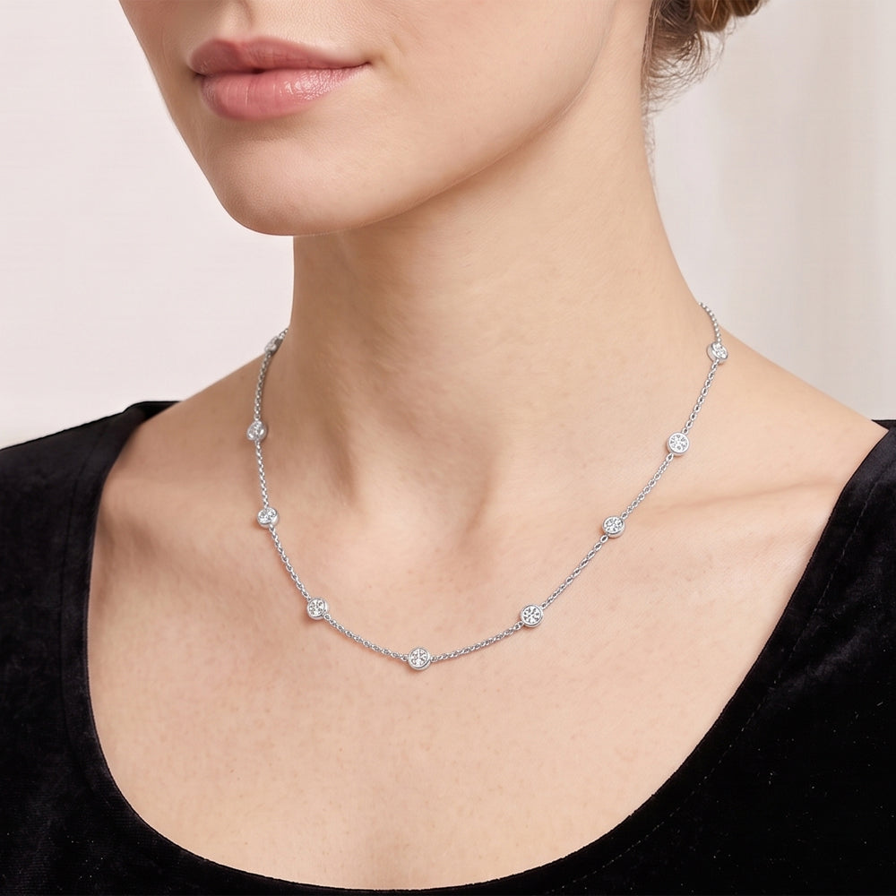 Moissanite Station Necklace