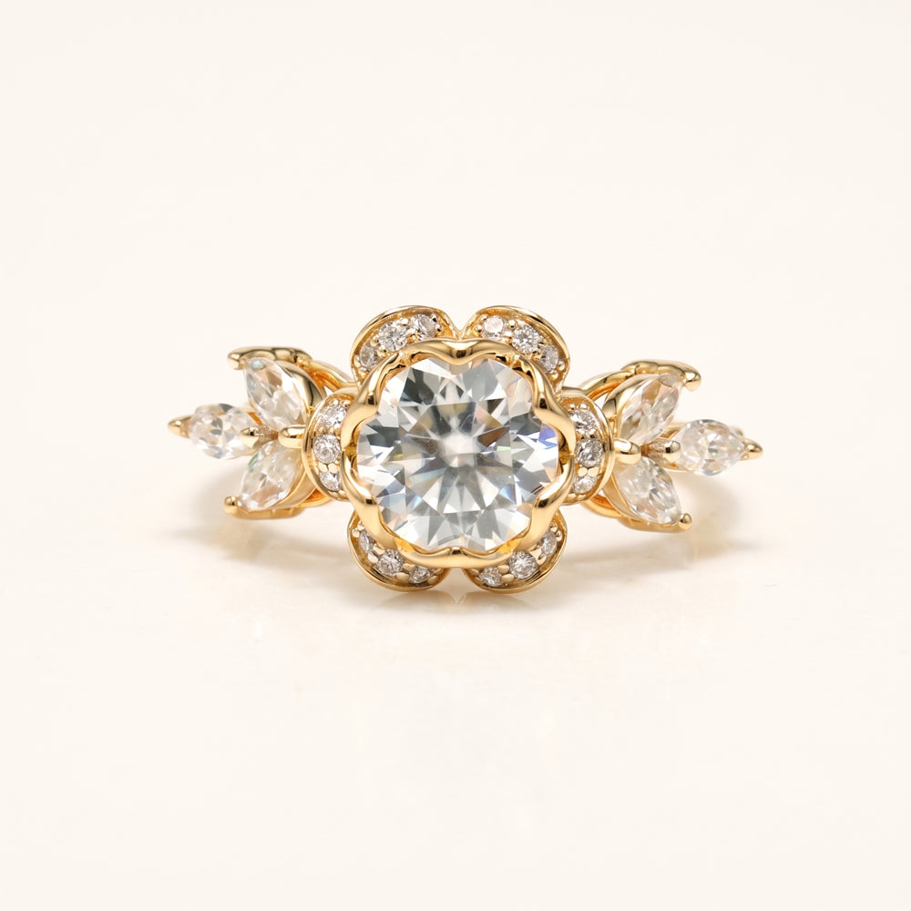 Floral Moissanite Statement Ring