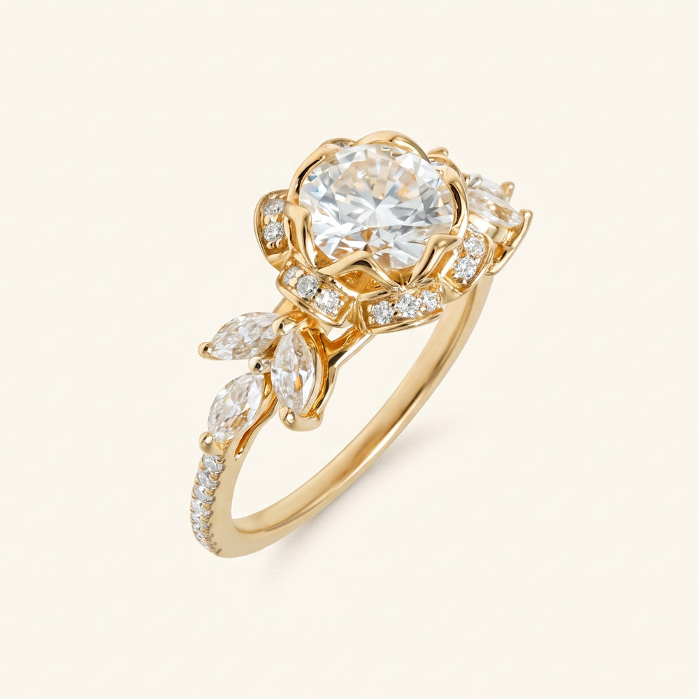 Floral Moissanite Statement Ring