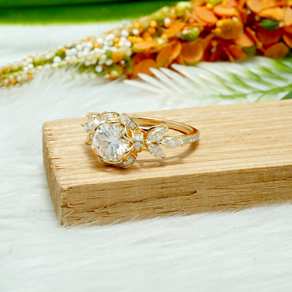 Floral Moissanite Statement Ring