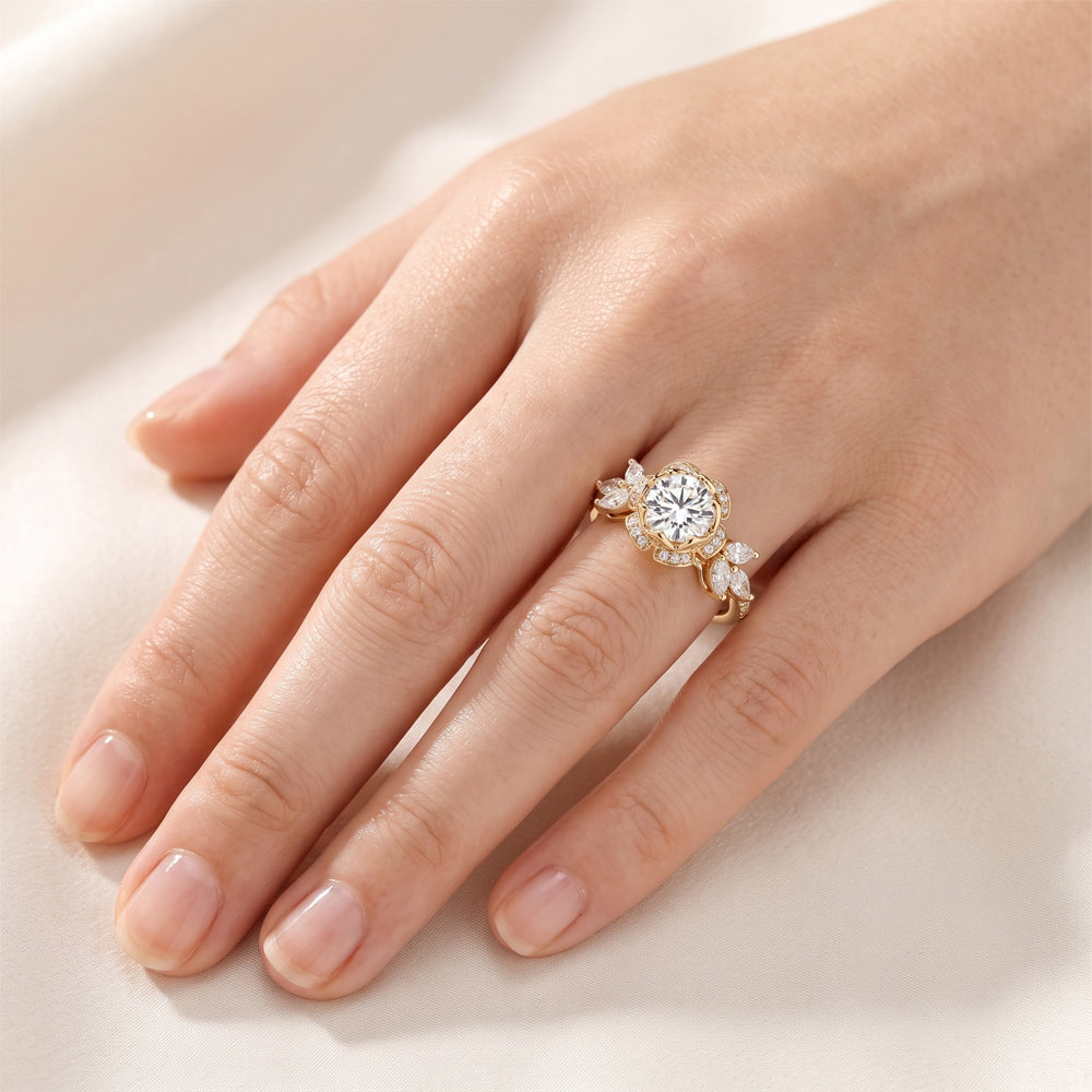 Floral Moissanite Statement Ring