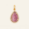 Pink Tourmaline & Natural Diamond Halo Pendant