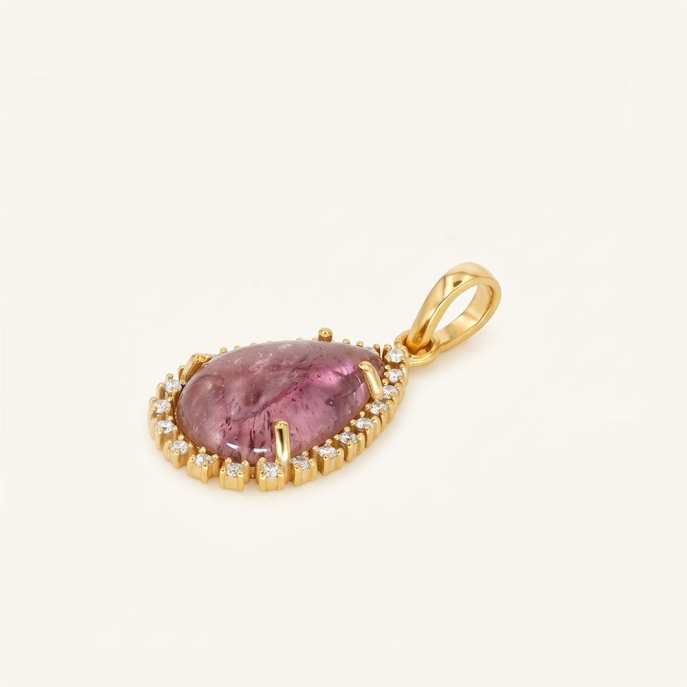 Pink Tourmaline & Natural Diamond Halo Pendant
