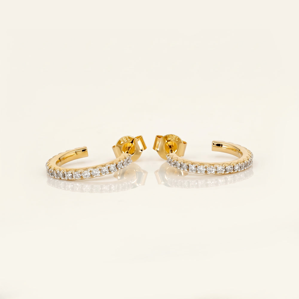 Natural Diamond Open Hoop Earrings