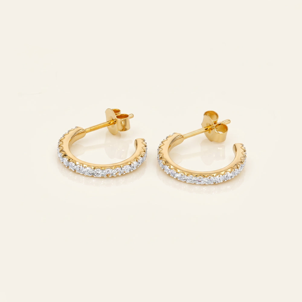 Natural Diamond Open Hoop Earrings