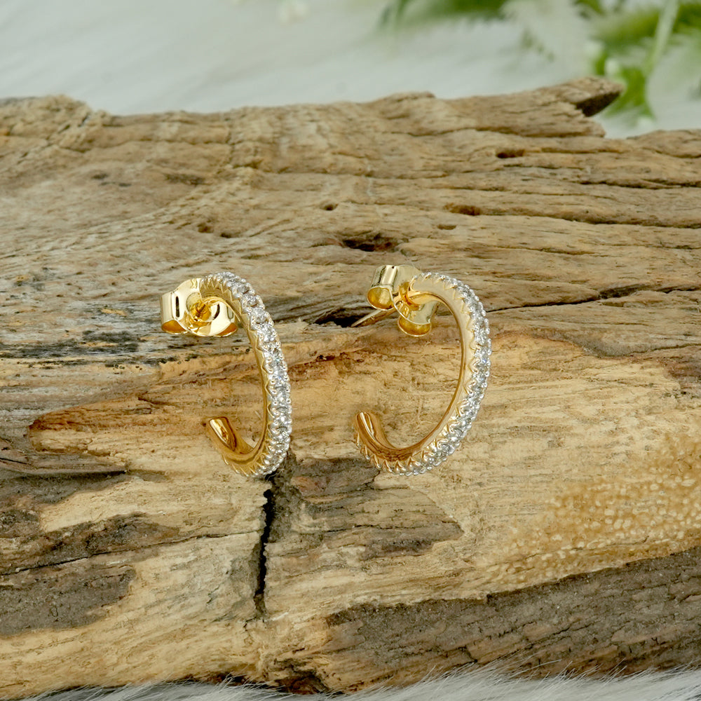 Natural Diamond Open Hoop Earrings