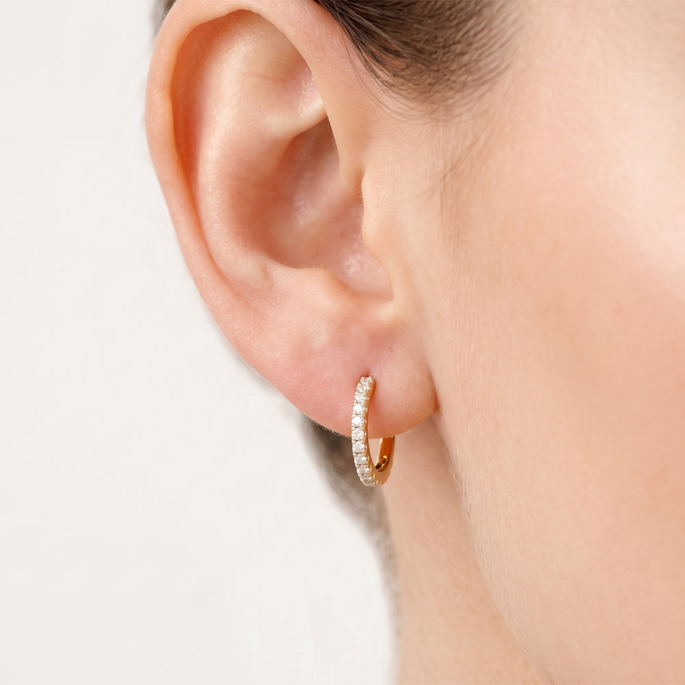 Natural Diamond Open Hoop Earrings