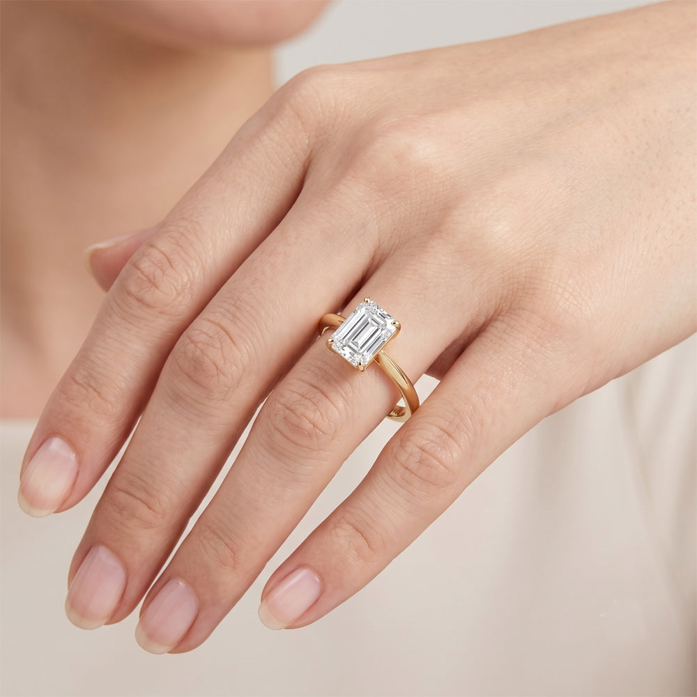 Emerald Cut Lab Grown Diamond Solitaire Engagement Ring
